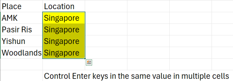 Control Enter key combination in Excel